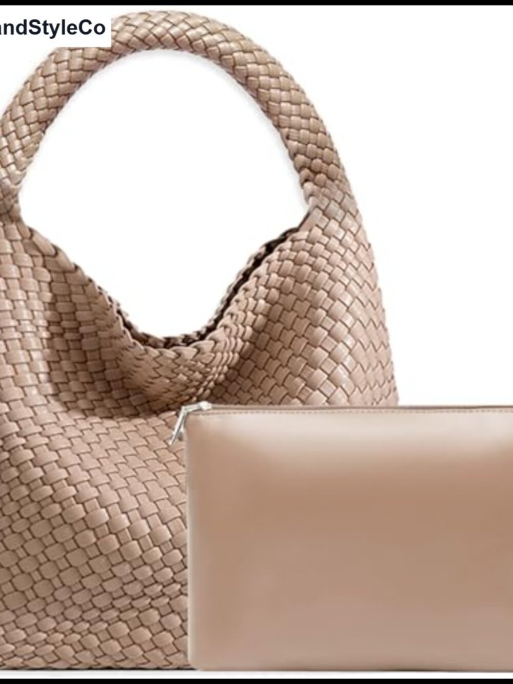 Vegan Leather Woven Hobo Tote Handbag
